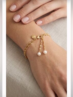 NWT J. Crew Gold Chain Bracelet with Pearl Drops